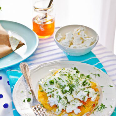 Indulge in a Mouthwatering Greek Breakfast: Quick and Easy Recipe for Feta Omelet with Fresh Tzatziki Sauce!
