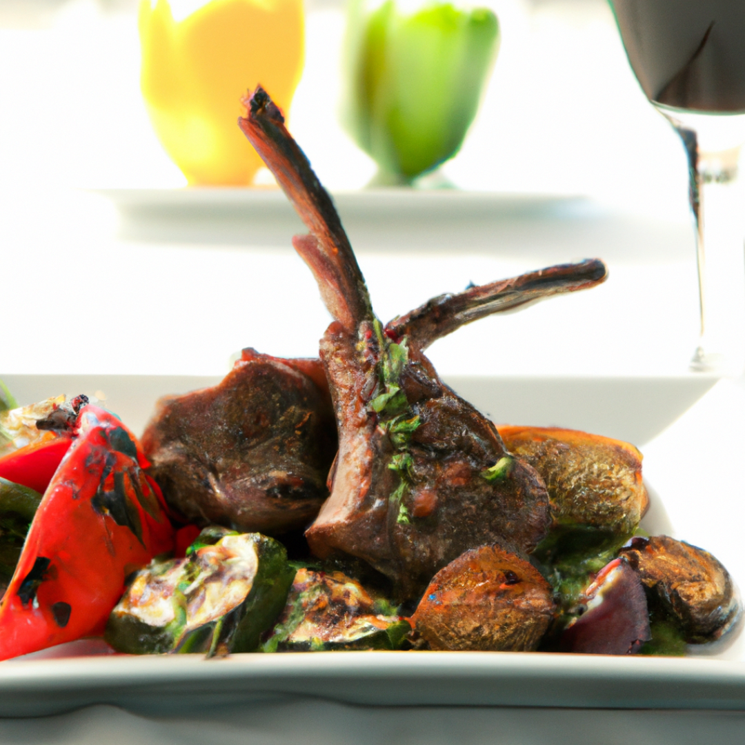 Mediterranean Delight: Greek Lamb Chops with Grilled Vegetables
