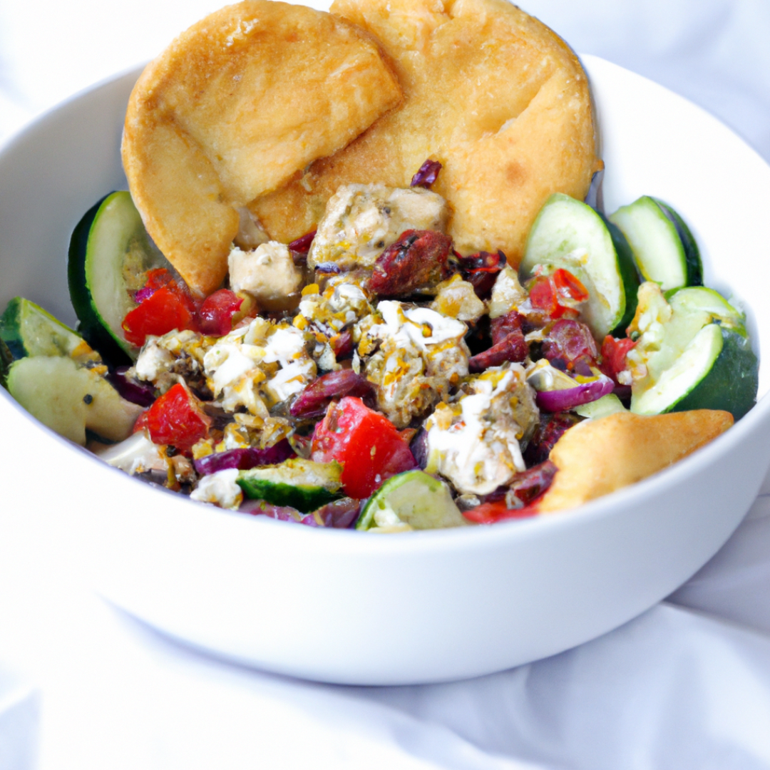 Mouthwatering Greek Salad with Homemade Hummus and Pita Bread Recipe