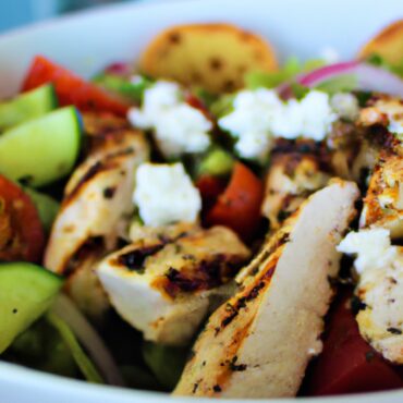 Delicious and Healthy Greek Salad with Grilled Chicken: the Perfect Lunch Recipe!
