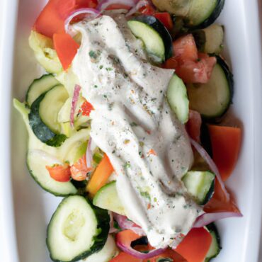 Zesty Greek Salad with Tzatziki Dressing: A Flavorful Lunchtime Treat