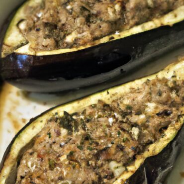 Mouthwatering Greek-inspired vegan recipe: stuffed eggplant!