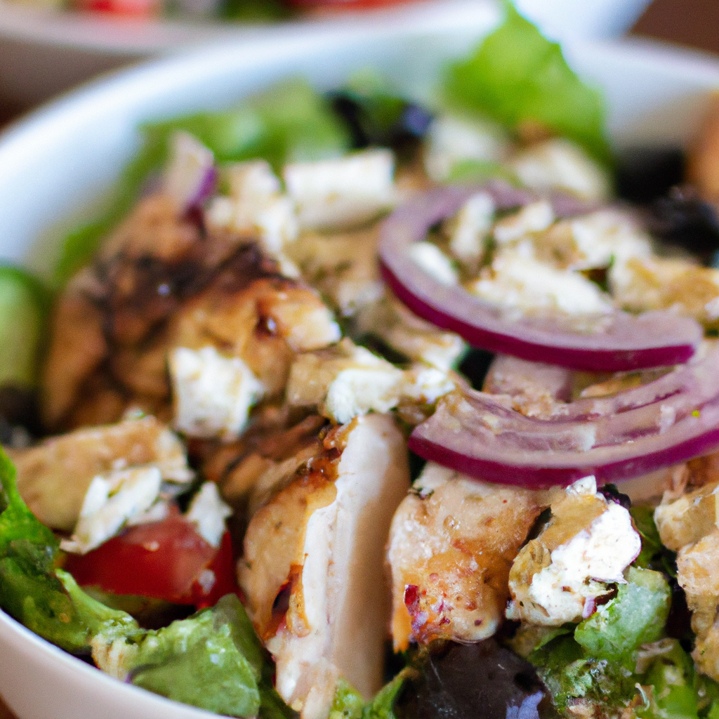 Zesty Greek Salad with Grilled Chicken: A Fresh and Flavorful Mediterranean Lunch