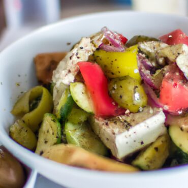 Experience a Delicious Greek Lunch with our Traditional Recipe for Greek Salad and Souvlaki