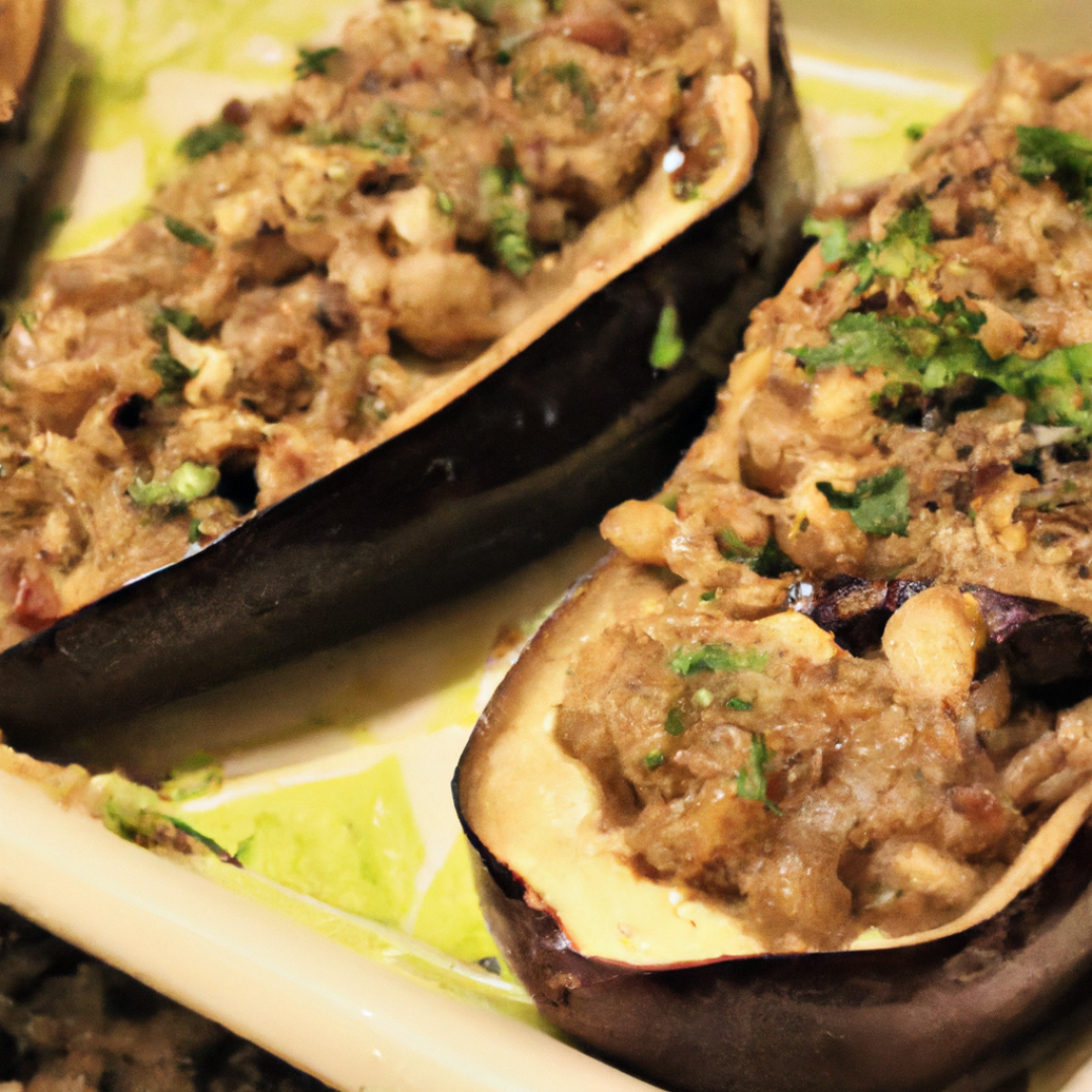 Mouthwatering Greek-inspired vegan recipe: stuffed eggplant!
